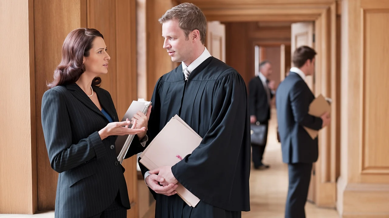 Avocate et avocat en robe, collaboration pour constituer un dossier
